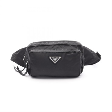PRADA TESSTO ＋ SAFFIANO Waist Belt bag 1BL010 Nylon Saffiano leather Black Used