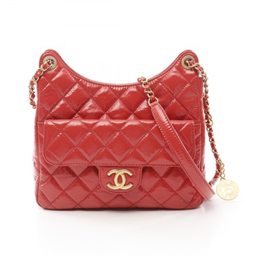 CHANEL Matelasse Hobo chain Shoulder Bag AS3690 patent leather Red Used GHW