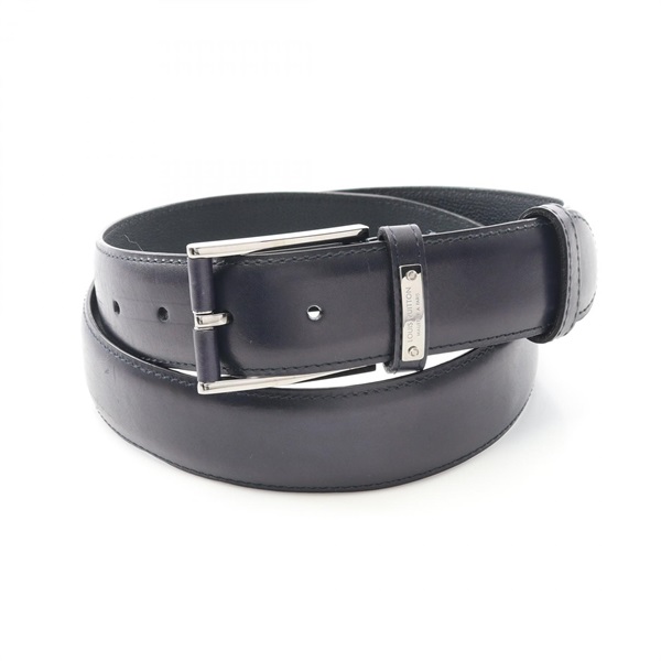LOUIS VUITTON Belt M9894 leather Navy Used mens LV