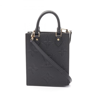 LOUIS VUITTON Petit Sac Plat 2way Handbag M80478 Monogram leather Black Used LV