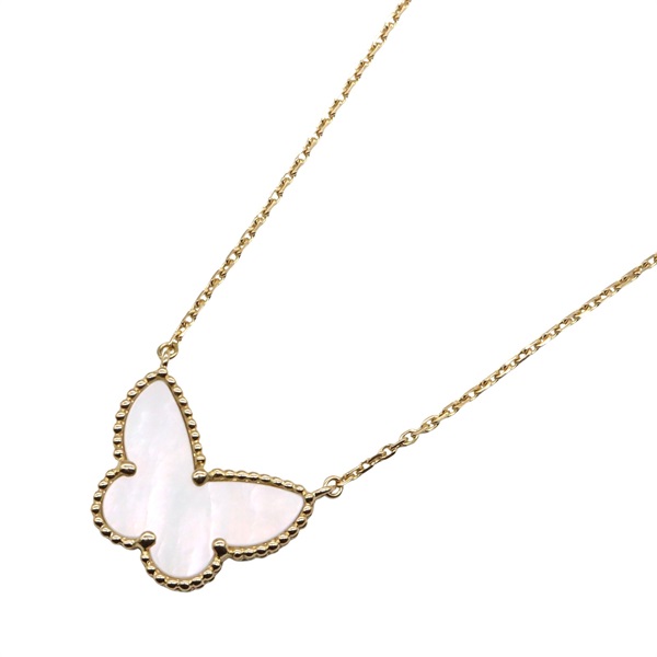 Van Cleef & Arpels Lucky Alhambra Papillon Necklace 18KYG Gold Mother of pearl