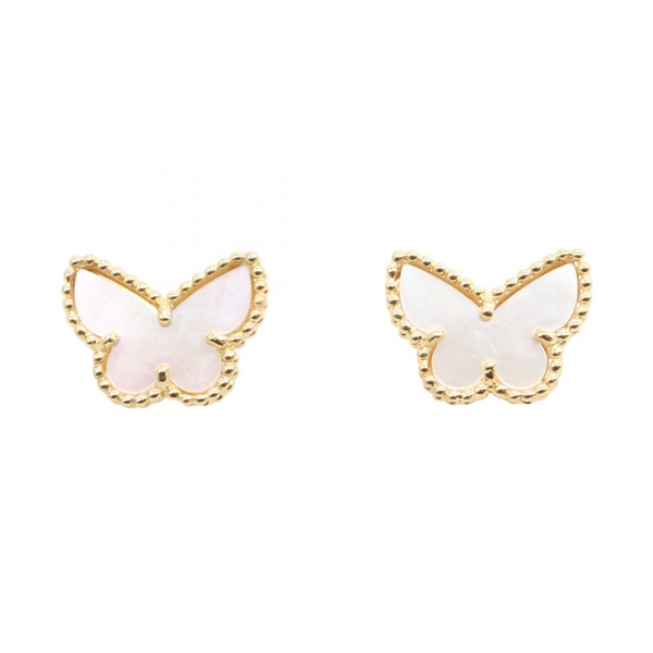 Van Cleef & Arpels Sweet Papillon Mother of Pearl Pierced Earrings 18KYG Gold
