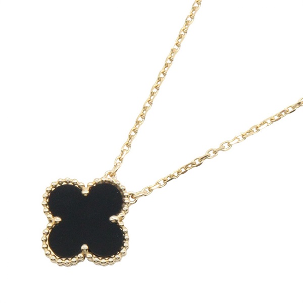 Van Cleef & Arpels Vintage Alhambra Necklace 18KYG Yellow Gold Onyx Black Used