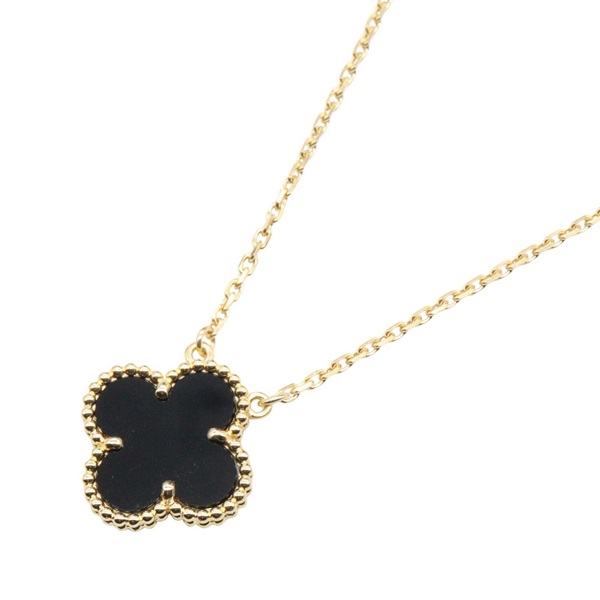 Van Cleef & Arpels Vintage Alhambra Onyx Necklace 18KYG Yellow Gold Black Used
