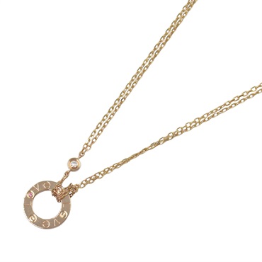 CARTIER Love Circle Diamond Pink Sapphire Necklace 18KPG Rose Gold Used women