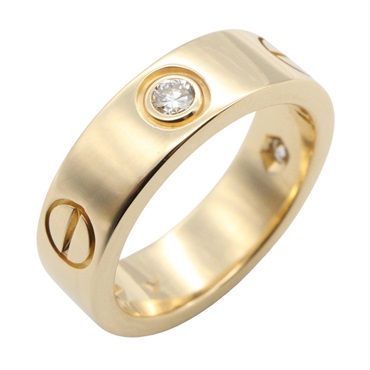 CARTIER Love ring 3P Diamond 18KYG Yellow Gold Used women US size 4.75 #49