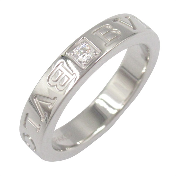 BVLGARI Double logo Ring Diamond 18KWG White Gold Used women US size 5.25 #50