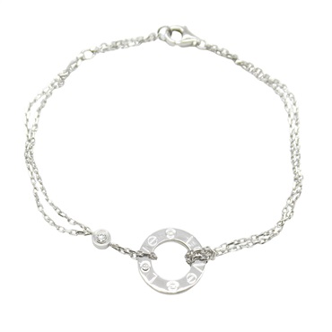 CARTIER Love Circle Bracelet 2P Diamond 18KWG White Gold Used Women