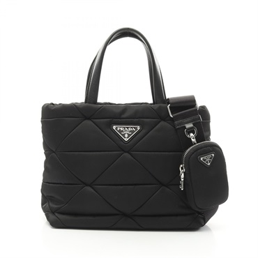 PRADA TESSUTO QUILTED Re-Nylon padded Tote Bag Nylon Black NEW Women