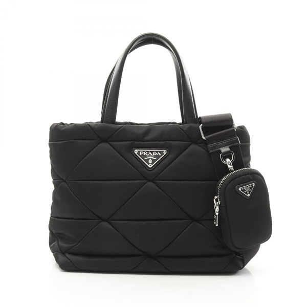 PRADA TESSUTO QUILTED Re-Nylon padded Tote Bag Nylon Black NEW Women