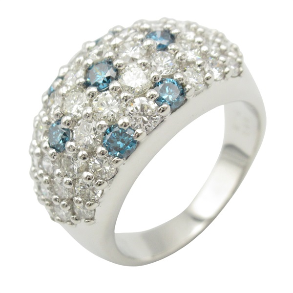 JEWELRY Diamond Ring Pt900 Platinum Blue Used women US size 6.25