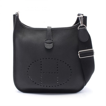 HERMES Evelyne 3 PM Shoulder crossbody Bag U Taurillon Clemence Black Used SHW