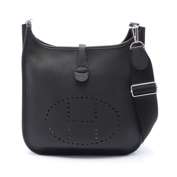 HERMES Evelyne 3 PM Shoulder crossbody Bag U Taurillon Clemence Black Used SHW