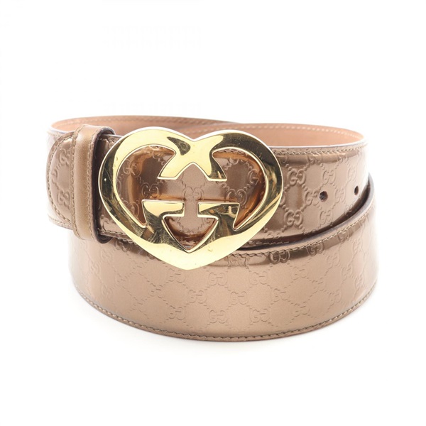 GUCCI Lovely Guccissima belt 245856 Patent leather Beige Used Women