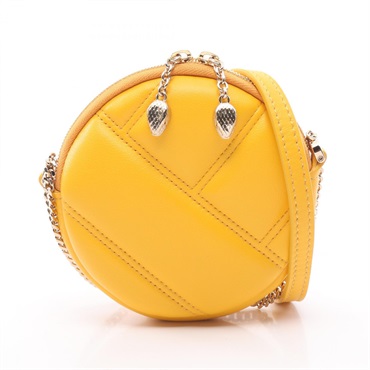 BVLGARI Serpenti Cabochon Mini Pochette Shoulder Bag leather Yellow Used Women