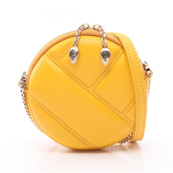 BVLGARI Serpenti Cabochon Mini Pochette Shoulder Bag leather Yellow Used Women