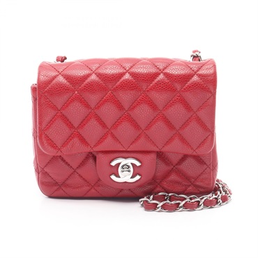 CHANEL Mini Matelasse Chain Shoulder Bag A35200 leather Red Used Women SHW CC
