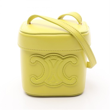 CELINE Cuir Triomphe Small Box Shoulder Bag 199263DU3 leather Yellow Used Women