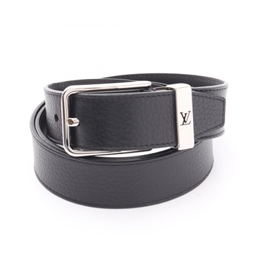 LOUIS VUITTON Ceinture Pont Neuf belt M6065 leather Black Used mens LV