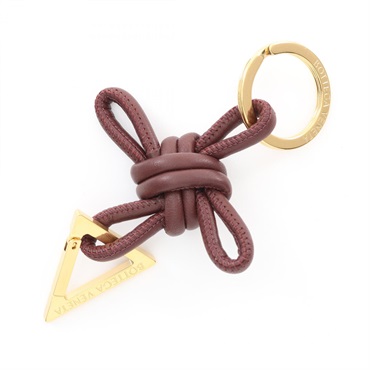 BOTTEGA VENETA Triangle Key ring 619100V00502122 leather Bordeaux Gold NEW Women