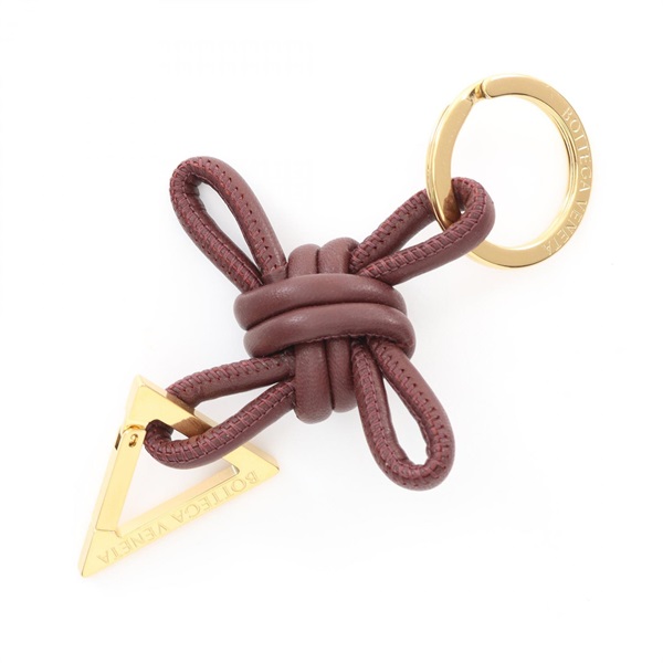 BOTTEGA VENETA Triangle Key ring 619100V00502122 leather Bordeaux Gold NEW Women