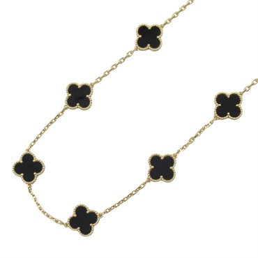 Van Cleef & Arpels Vintage Alhambra Necklace Onyx 18KYG Gold used women