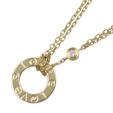 CARTIER Love Circle Chain Necklace 2P Diamond 18KYG Yellow Gold used women