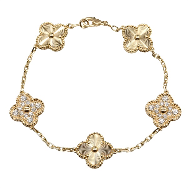 Van Cleef & Arpels Vintage Alhambra 5 Motif Diamond Bracelet 18KYG Gold used