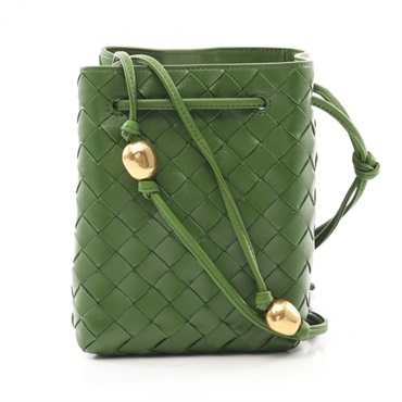 BOTTEGA VENETA Intrecciato Small Bucket Shoulder Bag leather Green NEW Women BV