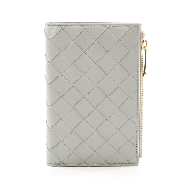 BOTTEGA VENETA Intrecciato Bi-fold wallet zip purse 749940VCPP21556 leather Gray