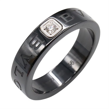 BVLGARI BVLGARI 1P Diamond Ring 18KWG White Gold Black Used US size 7.25 #56