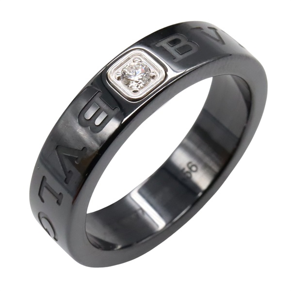 BVLGARI BVLGARI 1P Diamond Ring 18KWG White Gold Black Used US size 7.25 #56