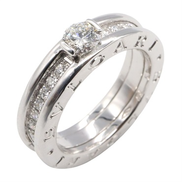 BVLGARI B-zero1 Solitaire Diamond Ring 18KWG White Gold Used US size 5 #49 women