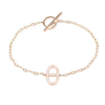 HERMES Chaine d'Ancre Contour Bracelet Diamond 18KPG Pink Rose Gold Used Women
