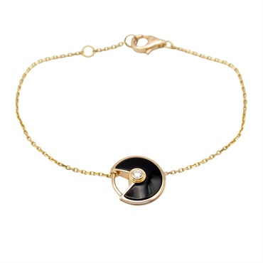 CARTIER Amulet Bracelet Onyx 18KPG Pink Rose Gold Diamond Black Used Women