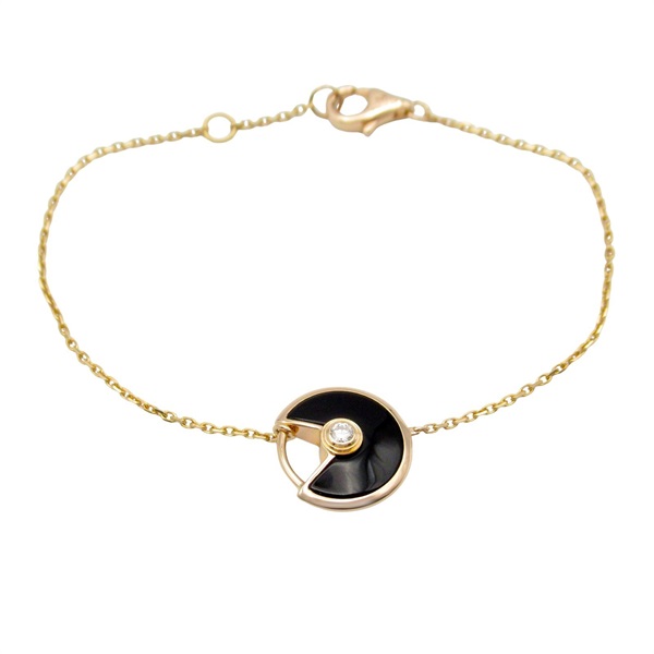 CARTIER Amulet Bracelet Onyx 18KPG Pink Rose Gold Diamond Black Used Women