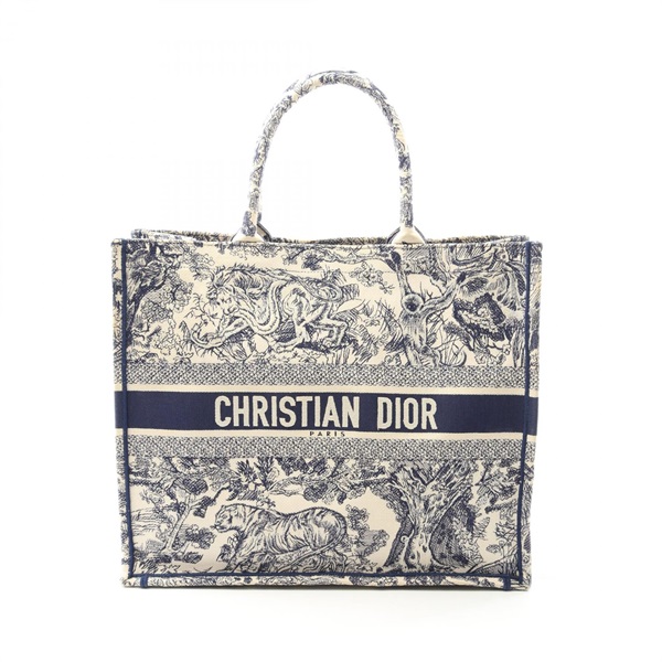 Christian Dior BOOK TOTE Large Handbag M1286ZRGO_M35I canvas White Navy Used
