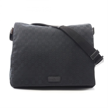 GUCCI GG canvas Shoulder Bag crossbody 145864 canvas leather Black Used mens