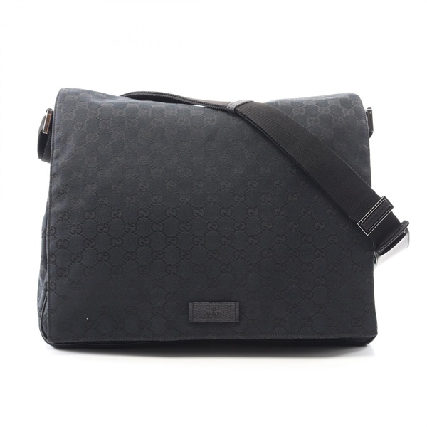 GUCCI GG canvas Shoulder Bag crossbody 145864 canvas leather Black Used mens