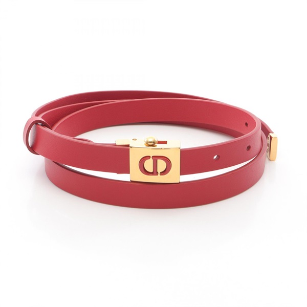 Christian Dior CD logo belt leather Red Used Women
