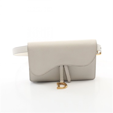 Christian Dior saddle Waist Belt bag leather White Used Women GHW