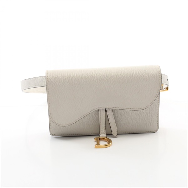 Christian Dior saddle Waist Belt bag leather White Used Women GHW