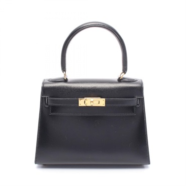 HERMES Mini Kelly Shoulder Handbag 011750CC Box calf Black Used Women GHW T