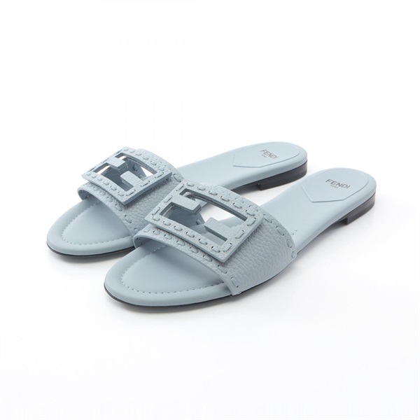 FENDI Sandals flat 8R8136AQY2F1OVW38.5 leather Blue NEW Women #38 1/2