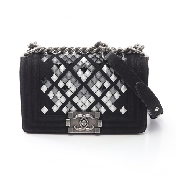 CHANEL Boy Chanel Small Chain Shoulder Bag A67085 canvas leather Black Used CC