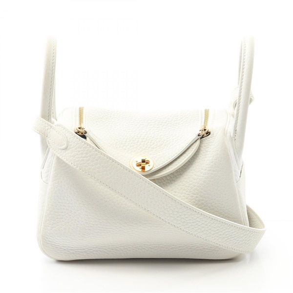 HERMES Lindy Mini Shoulder Hand Bag Clemence leather New White Used Women B GHW