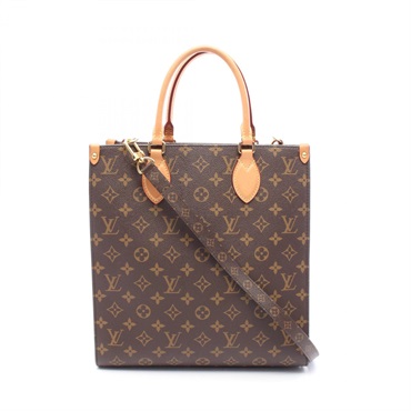 LOUIS VUITTON Sac Plat PM Shulder Tote Bag M45848 Monogram canvas Brown Used LV