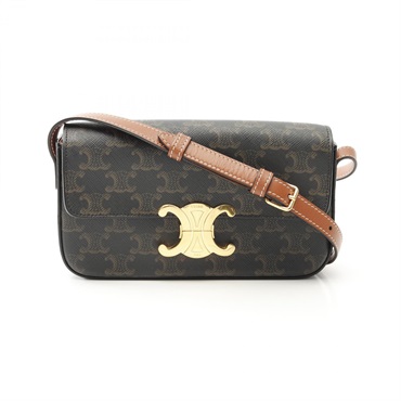 CELINE Claude Triomphe Shoulder Bag 194142 canvas leather Brown Used women