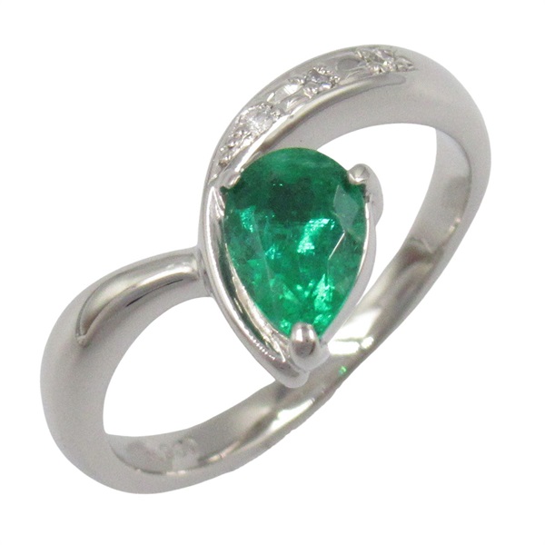 JEWELRY Emerald Diamond Ring Pt900 Platinum Green Used women US size 6.5
