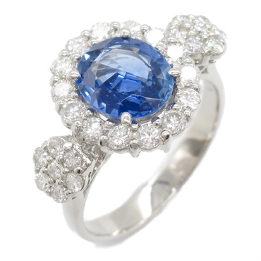 JEWELRY Sapphire Diamond Ring Pt900 Platinum Blue Used women US size 5.75